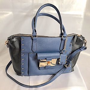 Grayson Navy & Black Leather Satchel